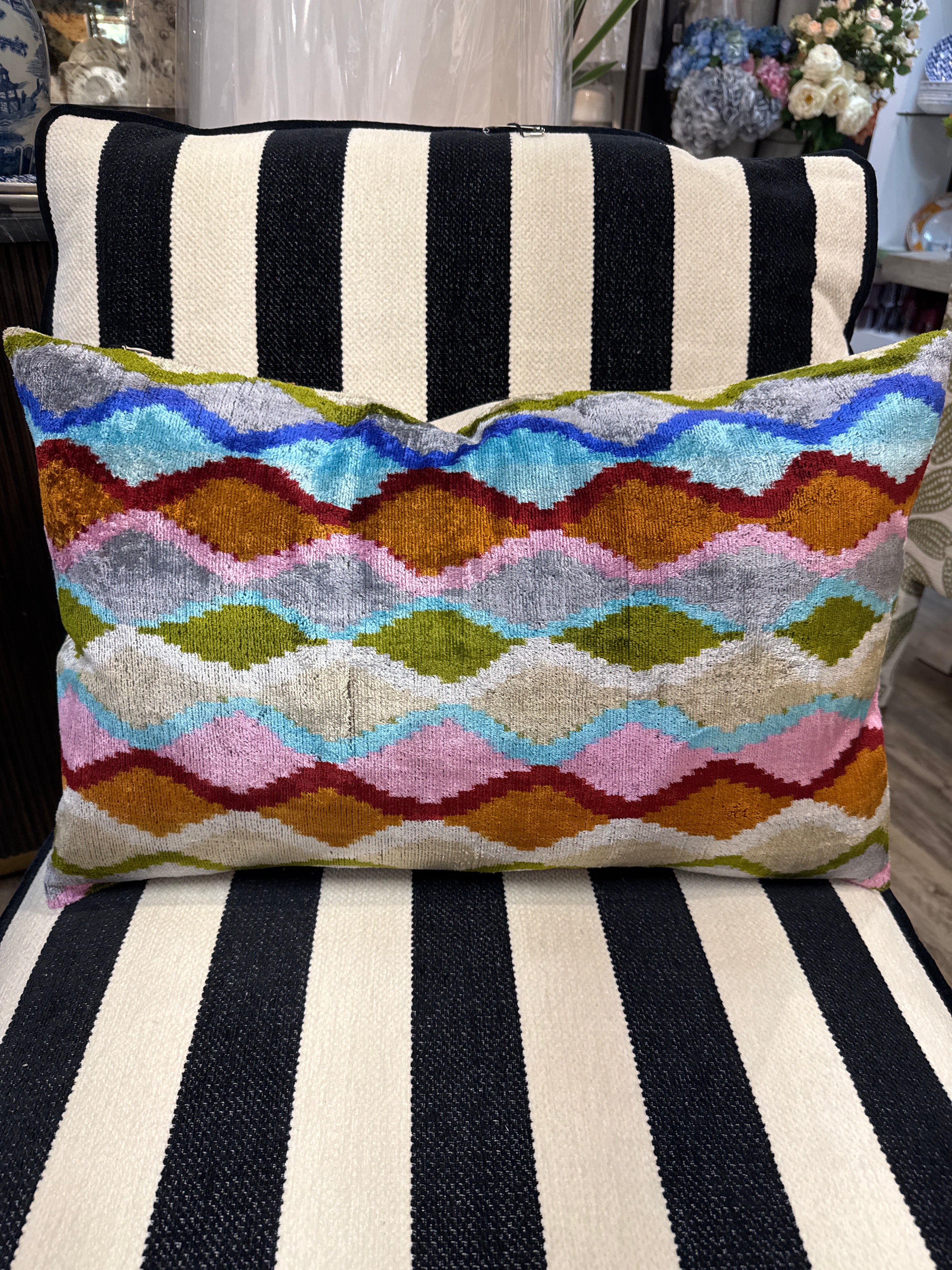 Ikat Colorful Pillow 15x22