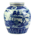 Blue & White Ceramic Jar 9.5"