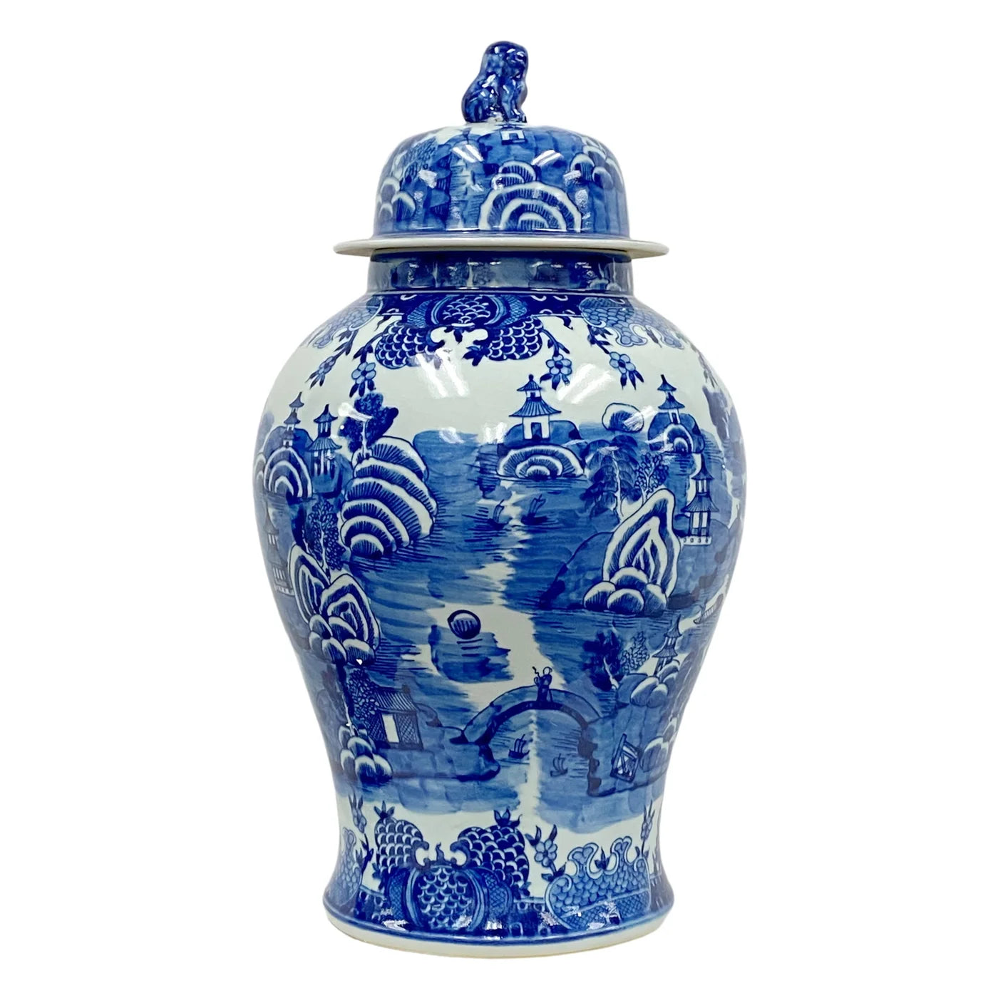Blue & White Ceramic Urn 22"