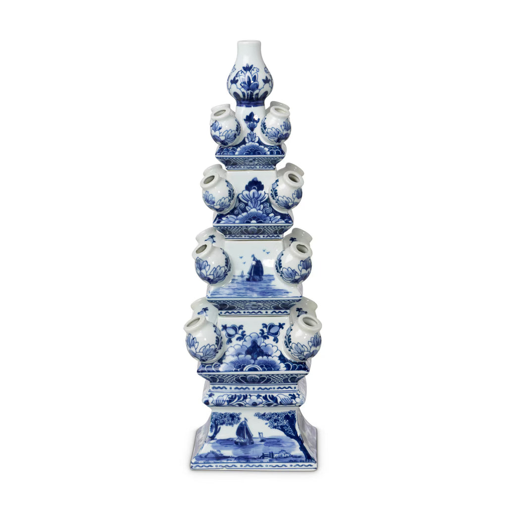 Imperial Ceramic Chinoiserie Tulip Vase, Blue and White
