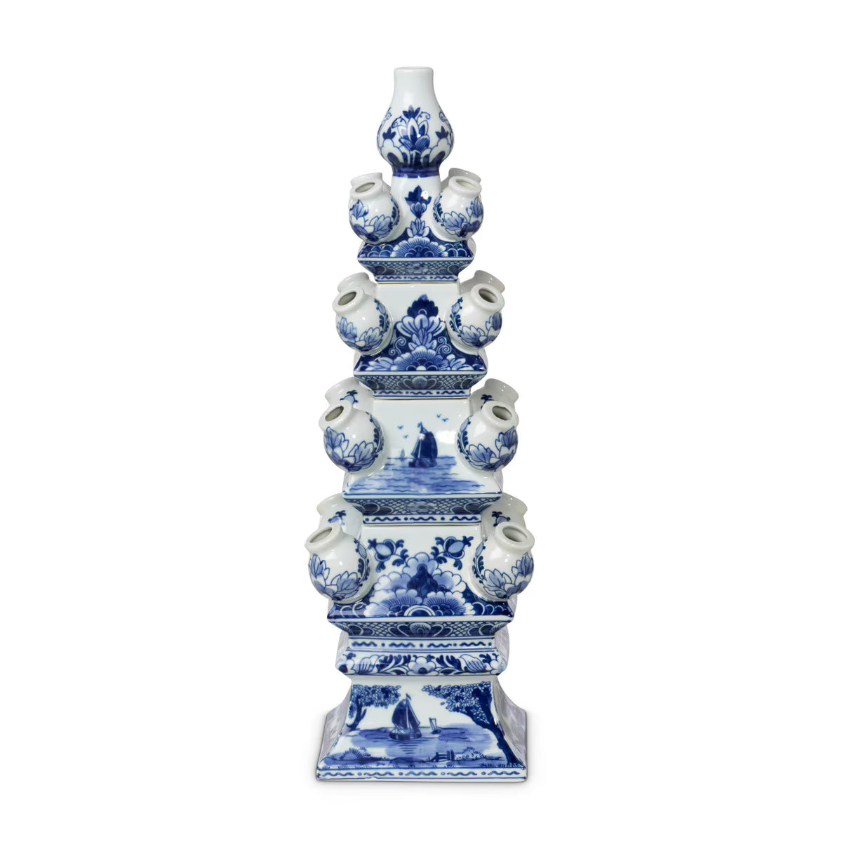 Imperial Ceramic Chinoiserie Tulip Vase, Blue and White