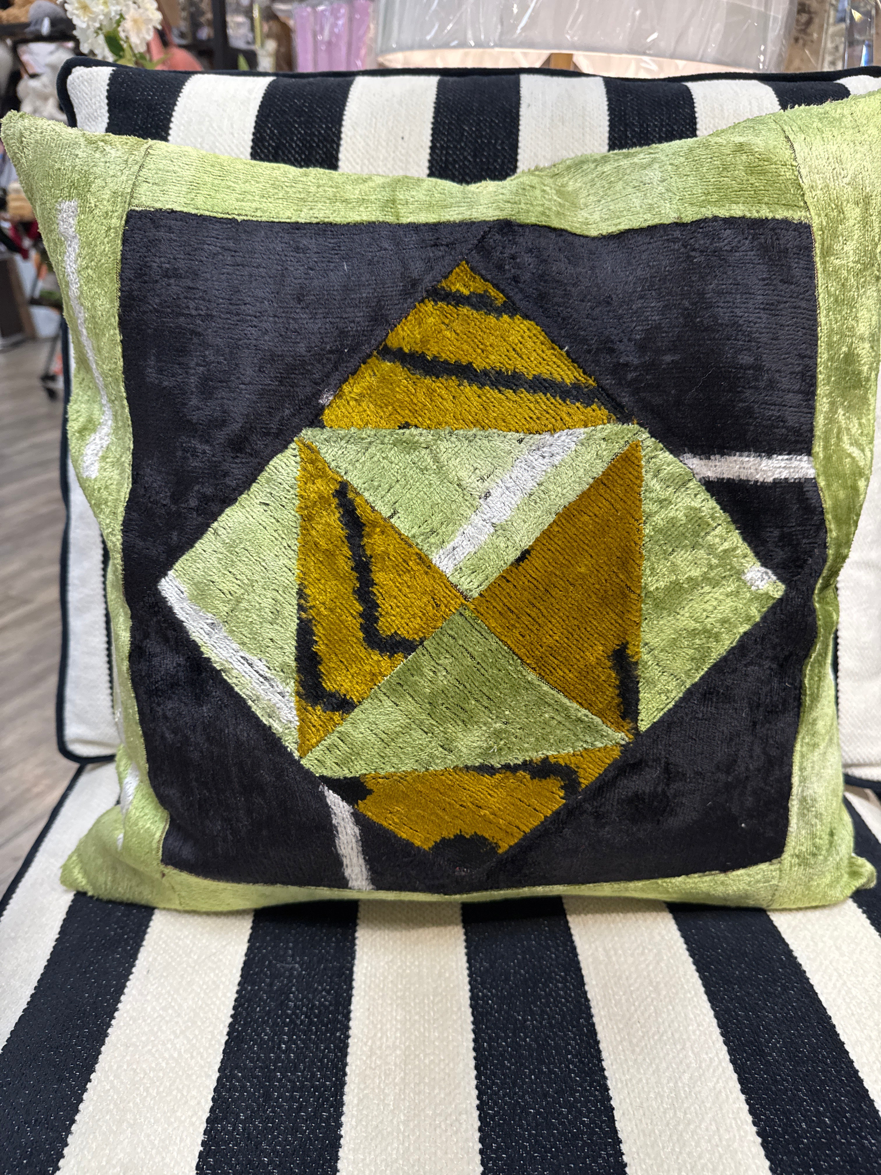 Geo Green & Black Pillow 20x20