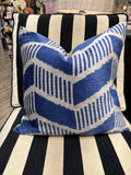 Cream and Blue Pillow 20x20