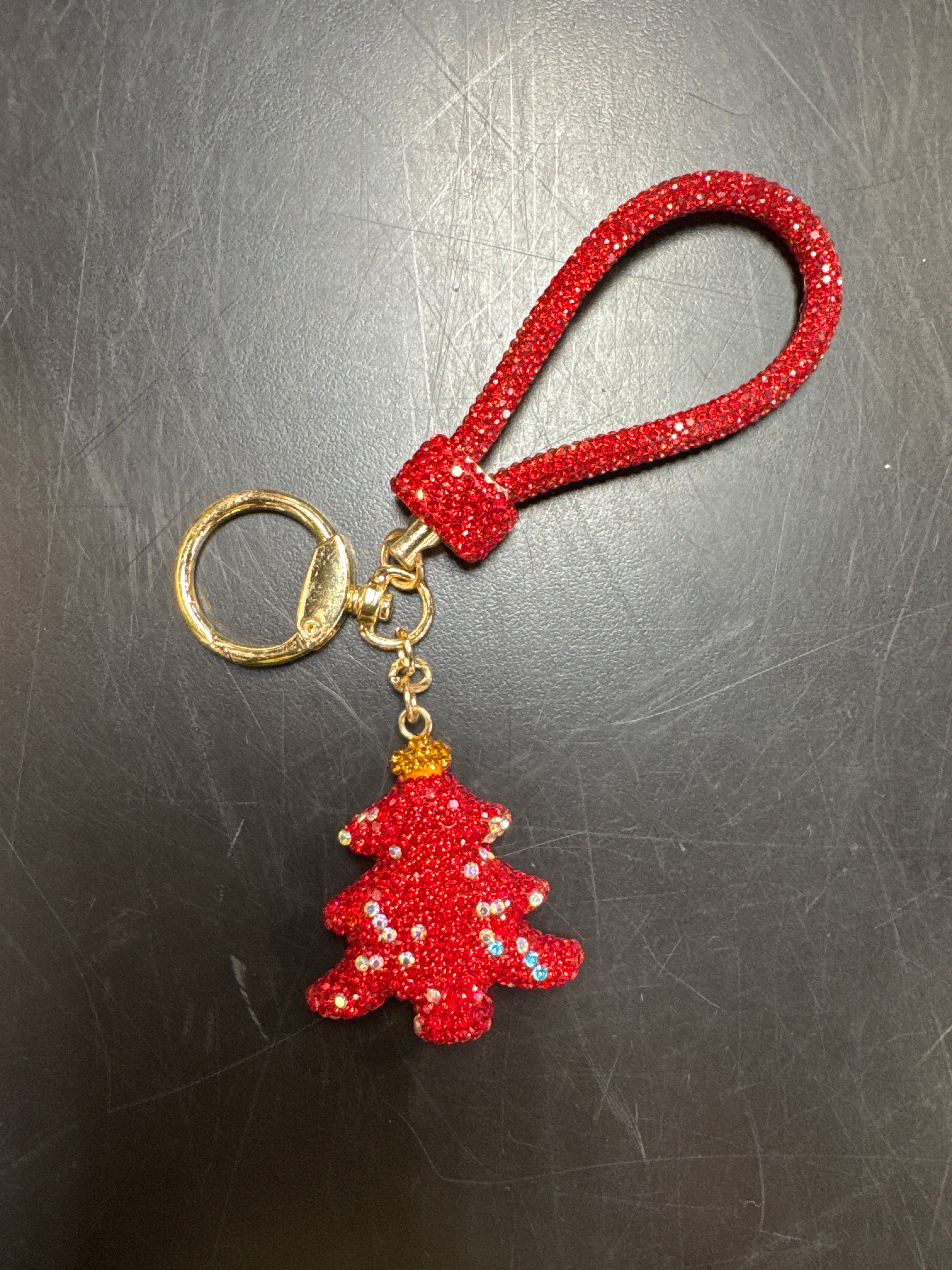 Red Christmas Tree Key Chain