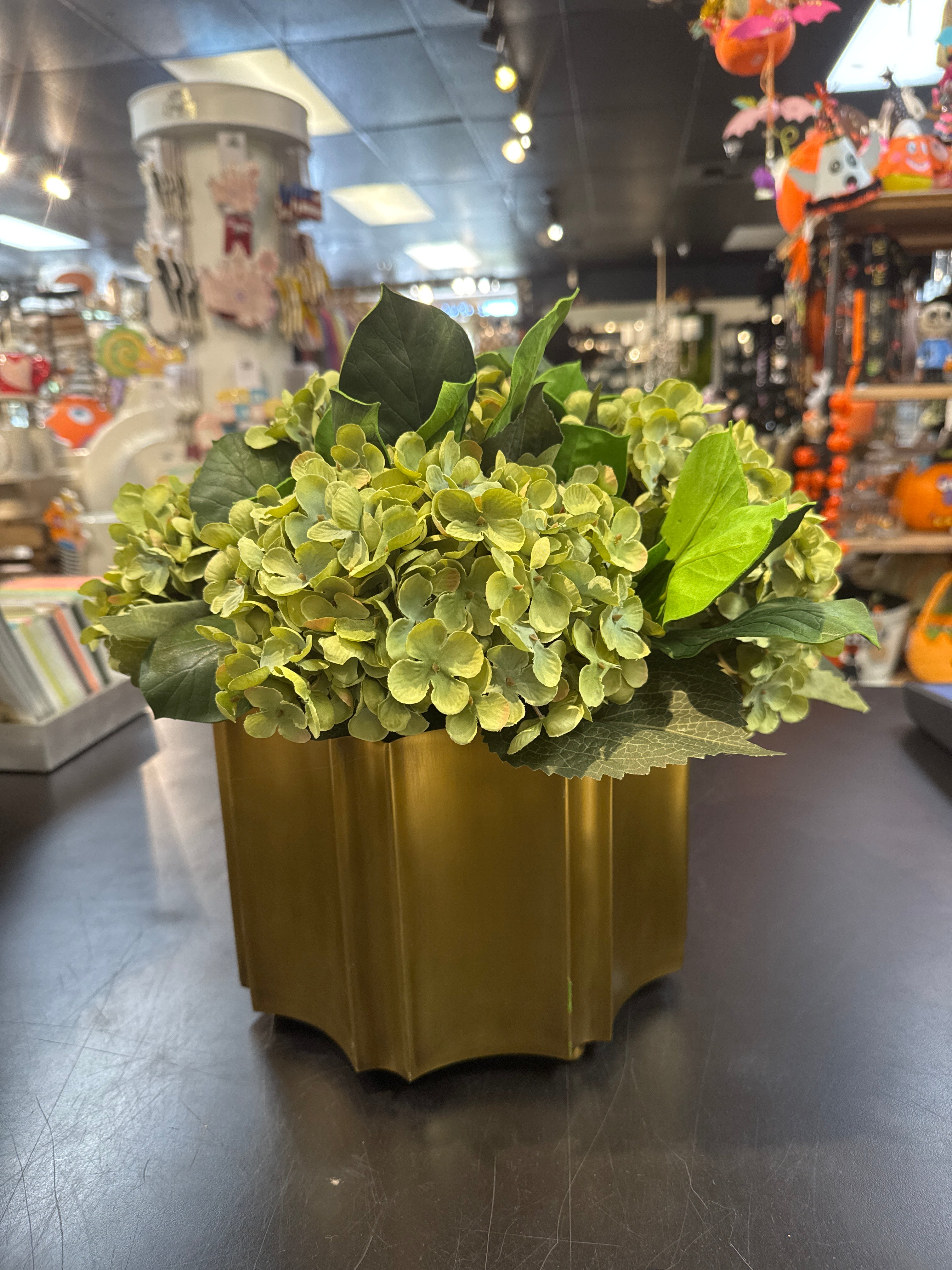Cachepot Round Hydrangea Floral