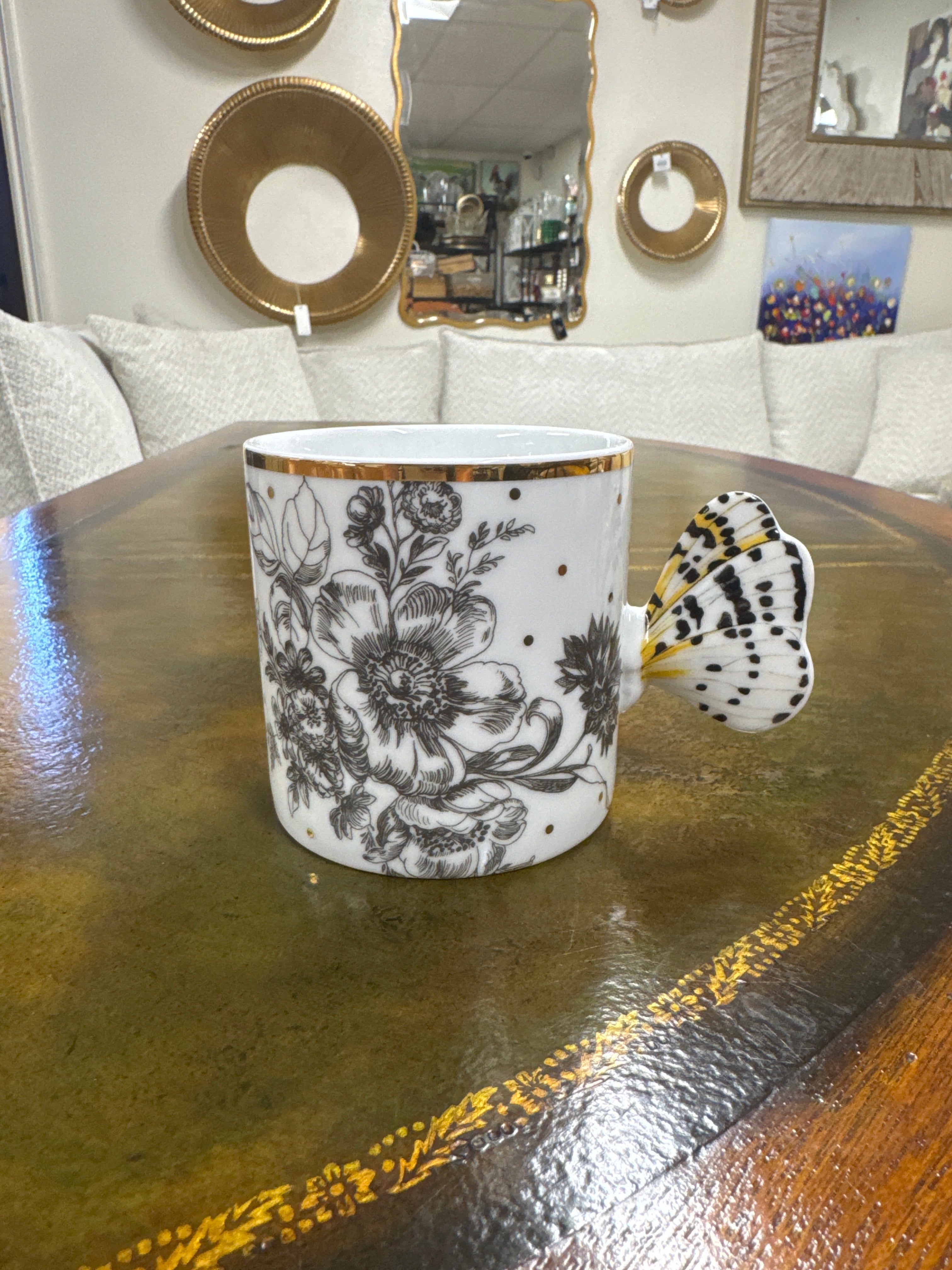 Butterfly Toile Ceramic Mug