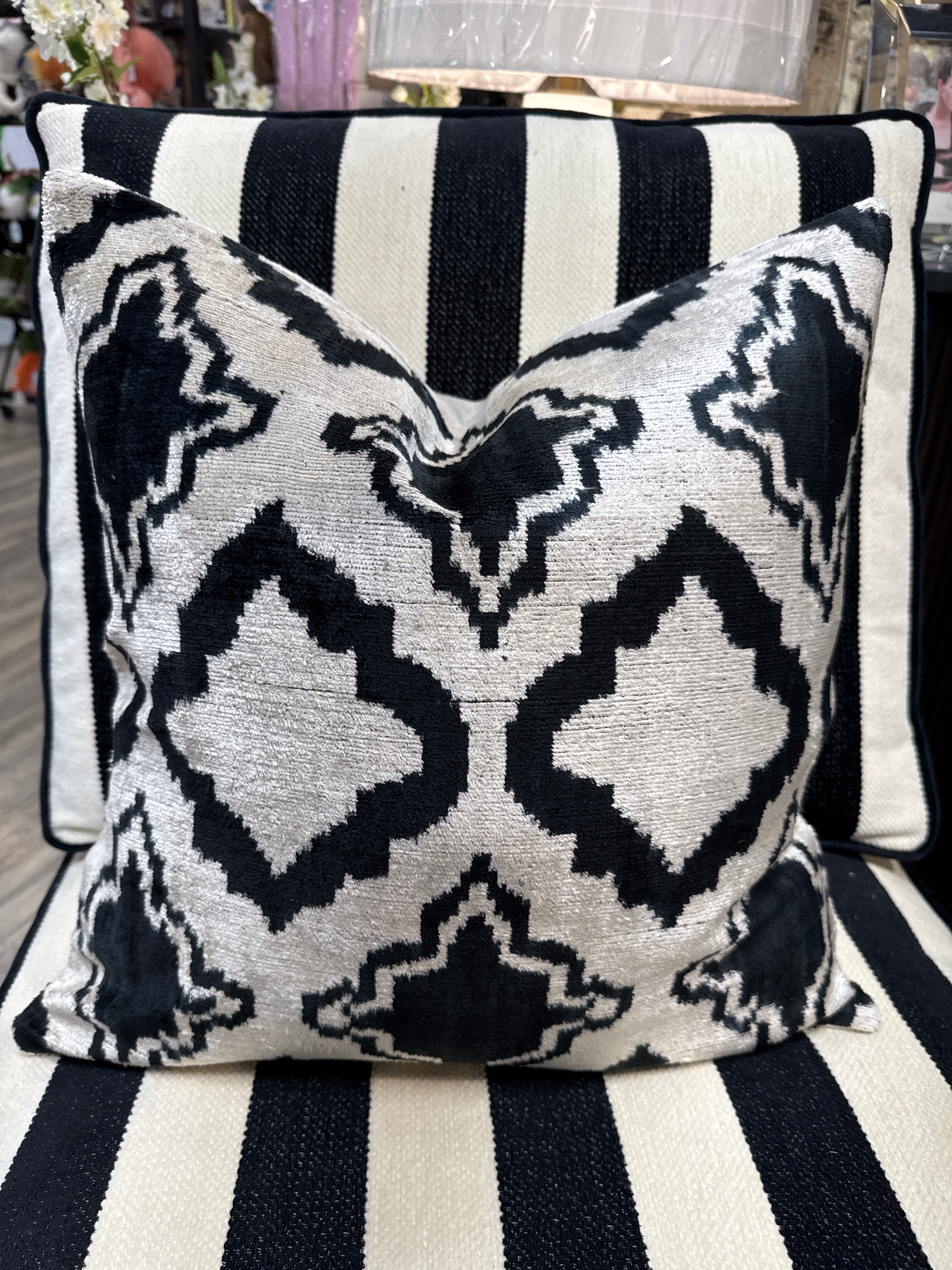 Cream and Black Pillow 20x20