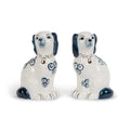 Porcelain Staffordshire Dogs Figurines, Navy Blue, Set of 2