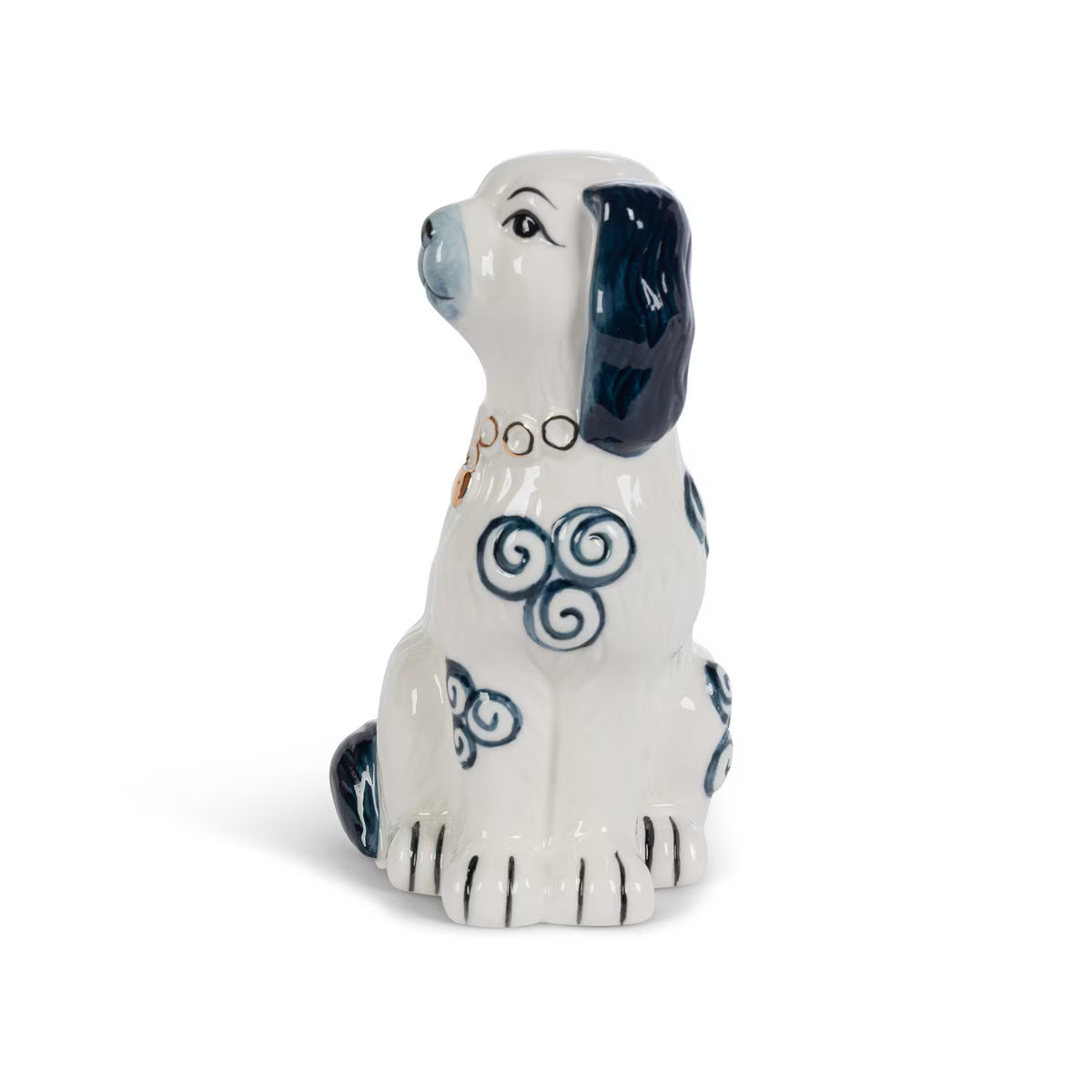 Porcelain Staffordshire Dogs Figurines, Navy Blue, Set of 2