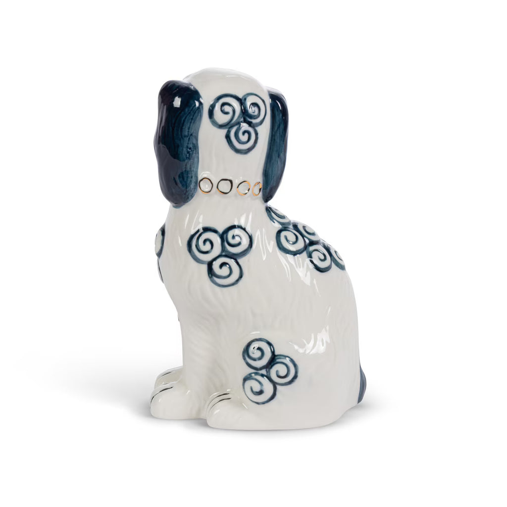 Porcelain Staffordshire Dogs Figurines, Navy Blue, Set of 2