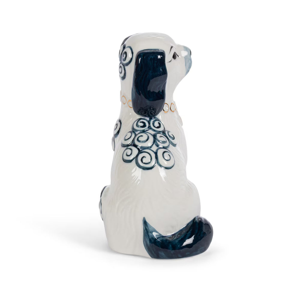 Porcelain Staffordshire Dogs Figurines, Navy Blue, Set of 2