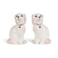 Porcelain Staffordshire Dogs Figurines, Pink, Set of 2