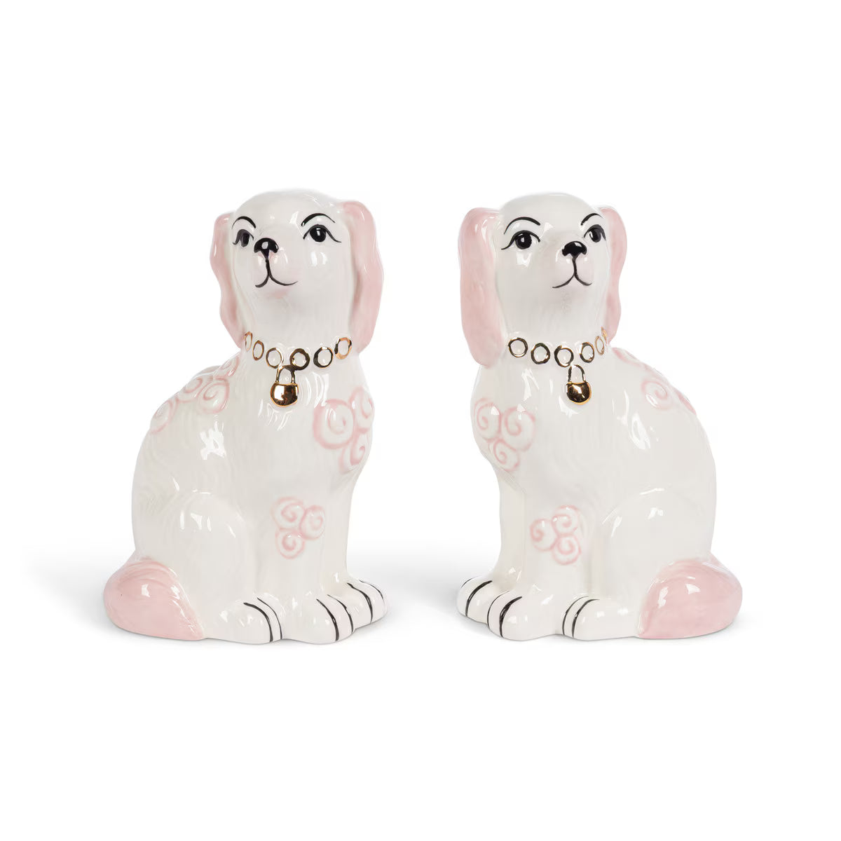 Porcelain Staffordshire Dogs Figurines, Pink, Set of 2