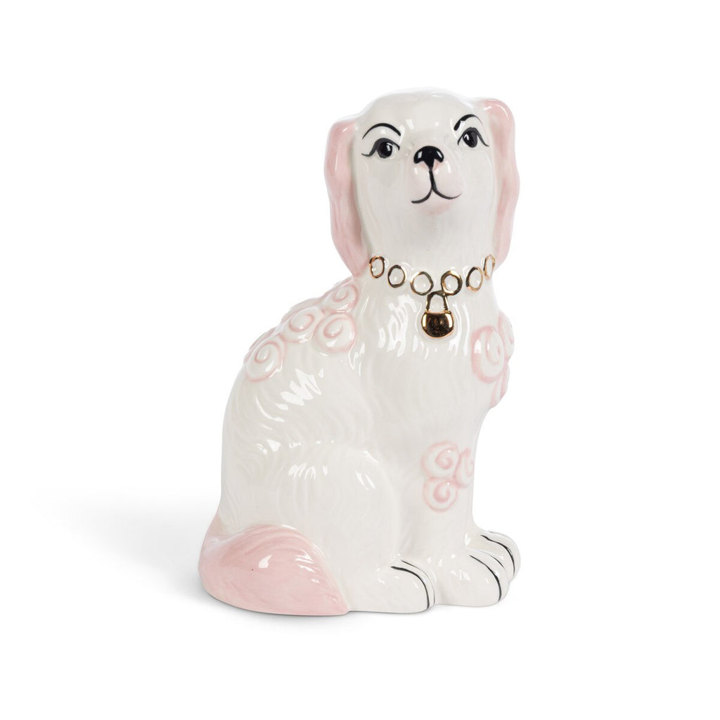 Porcelain Staffordshire Dogs Figurines, Pink, Set of 2