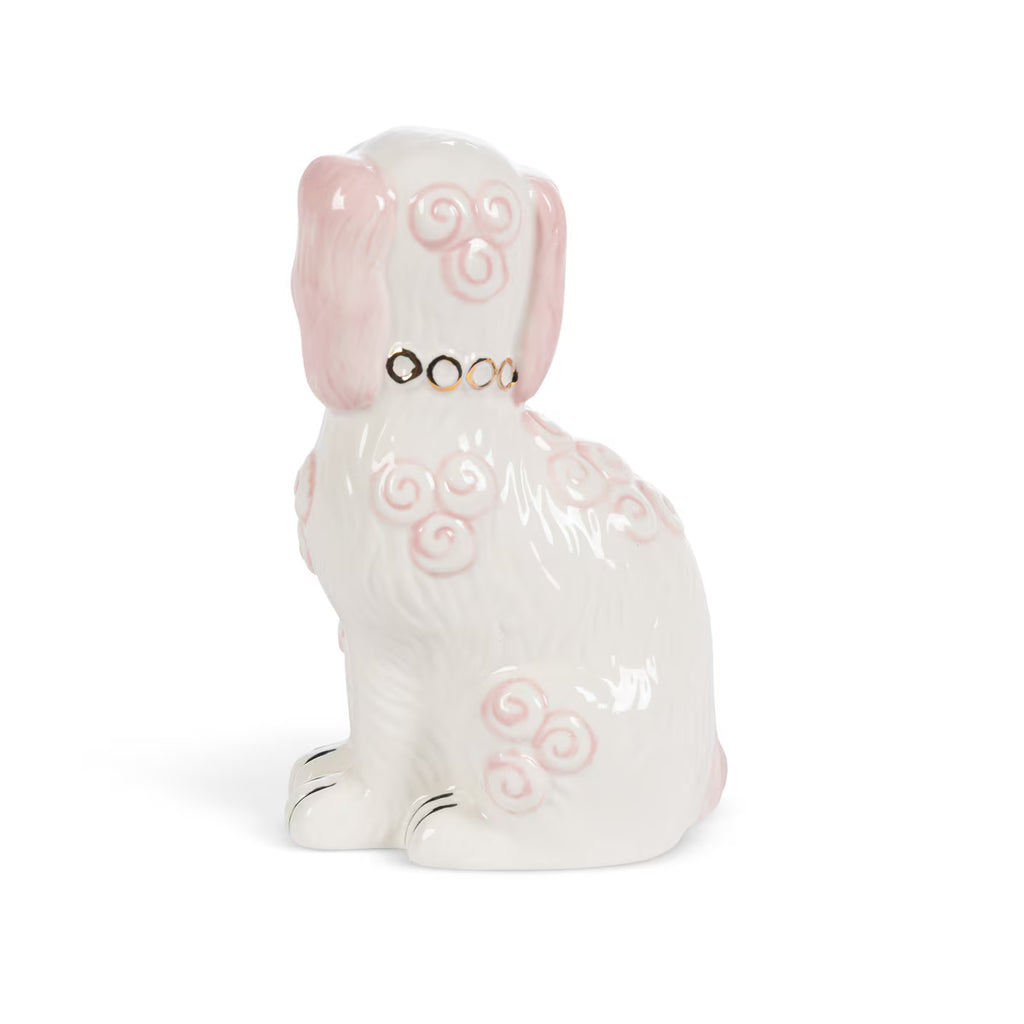 Porcelain Staffordshire Dogs Figurines, Pink, Set of 2