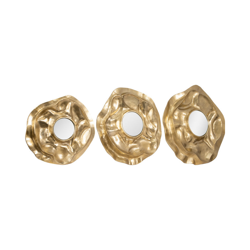 Huff Metal Wall Decor w/ Mirror Gold Set/3 - Thumbnail 2