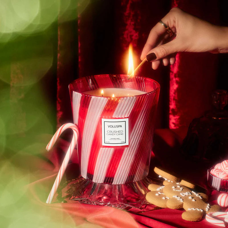 Crushed Candy Cane 3 Wick Hearth Candle