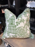 Green & White Birdcage Pillow Euro