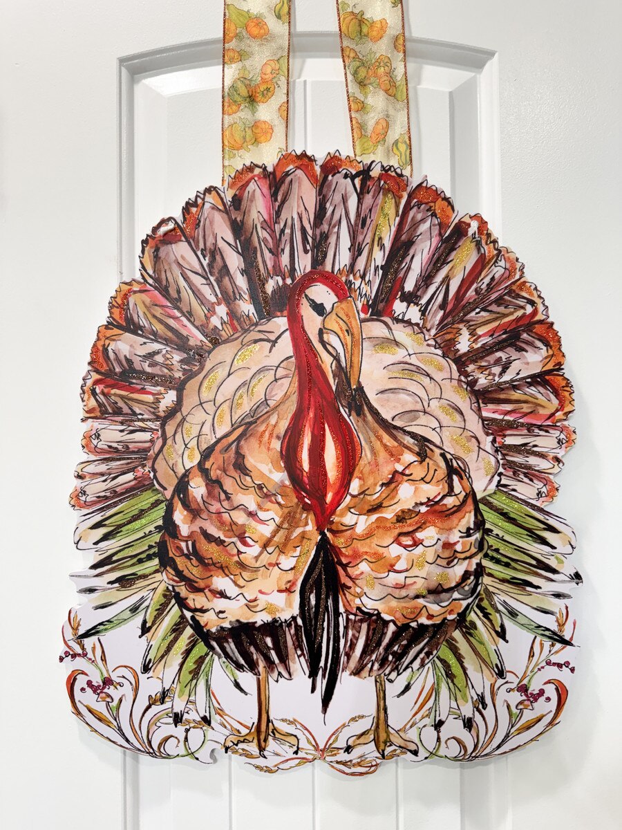 Festive Turkey PVC Door Hanger