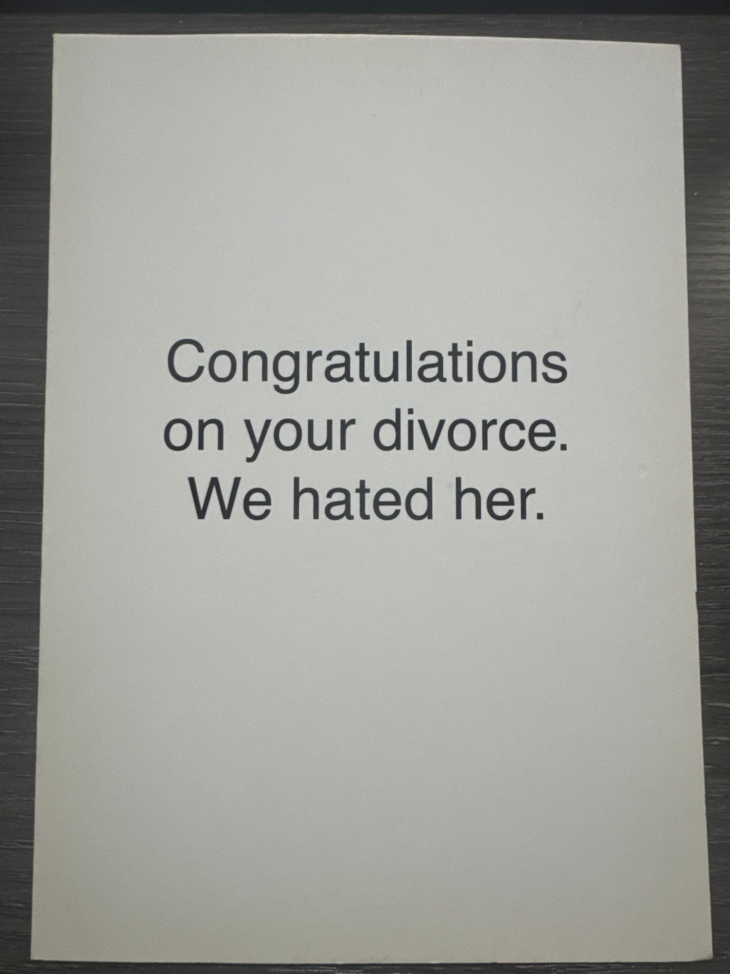 Congratulations on Your Divorce Her Card