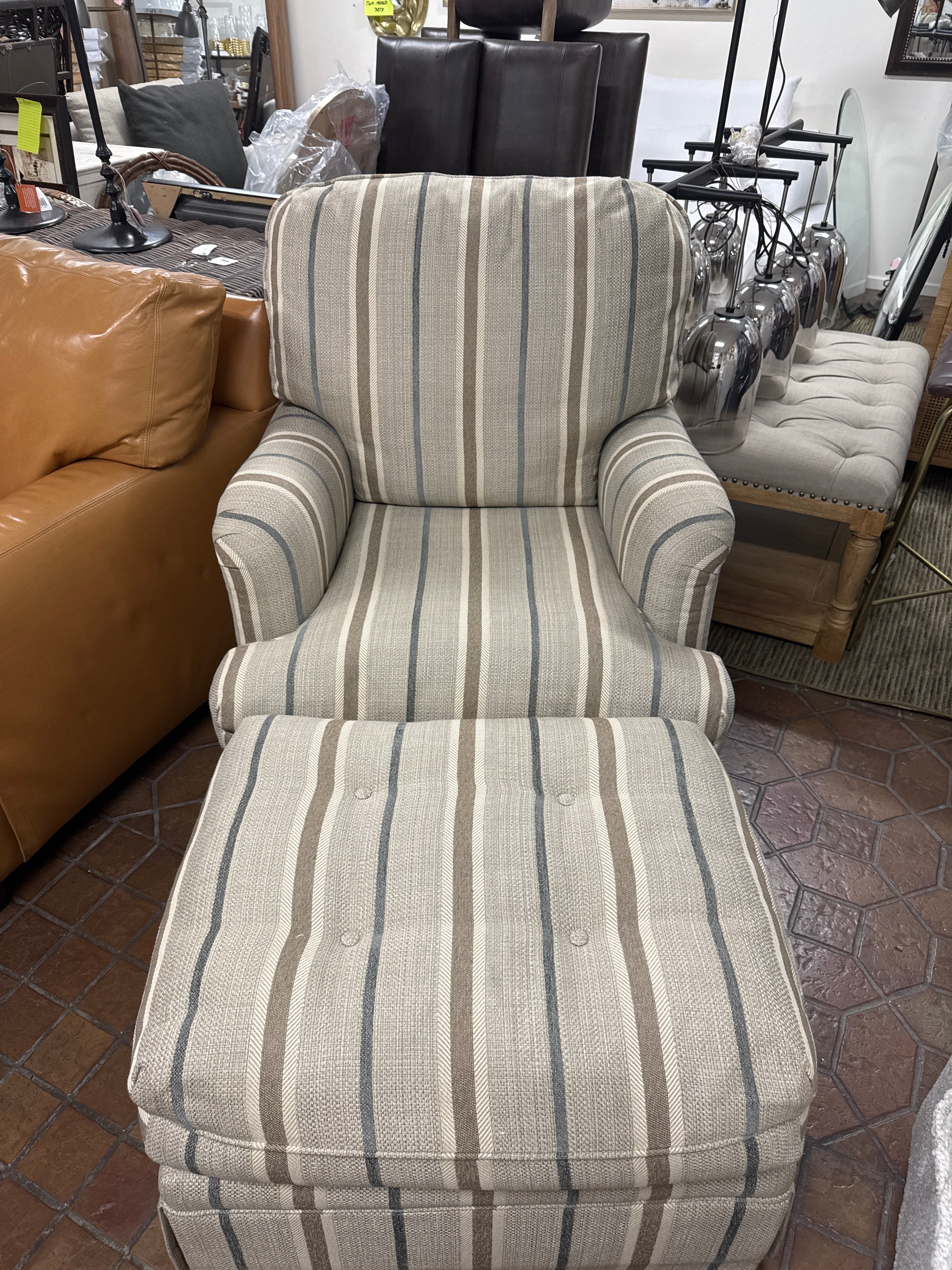 Striped Chair & Ottoman ￼