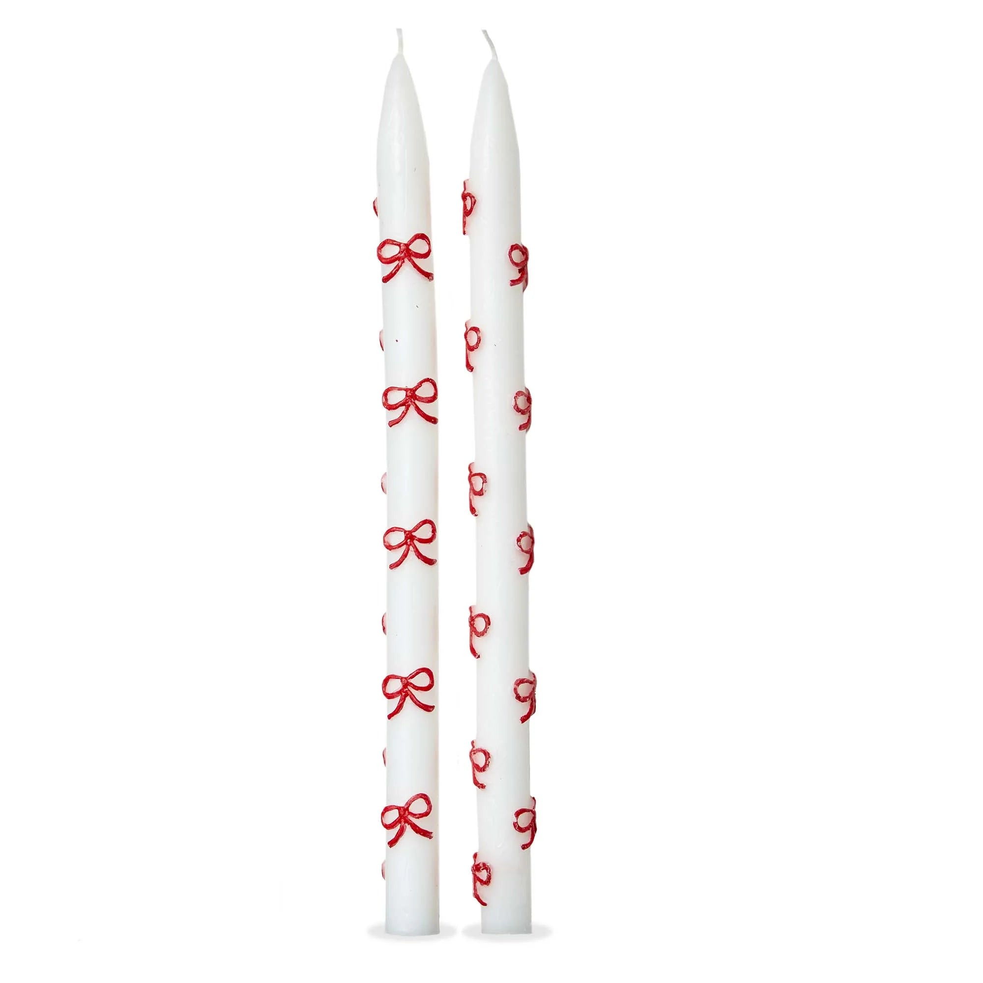Very Merry Bow Hand Painted Taper Set Of 2
