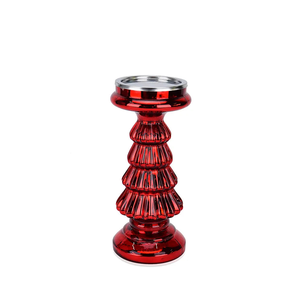 Red Christmas Tree Candle Holder 10"