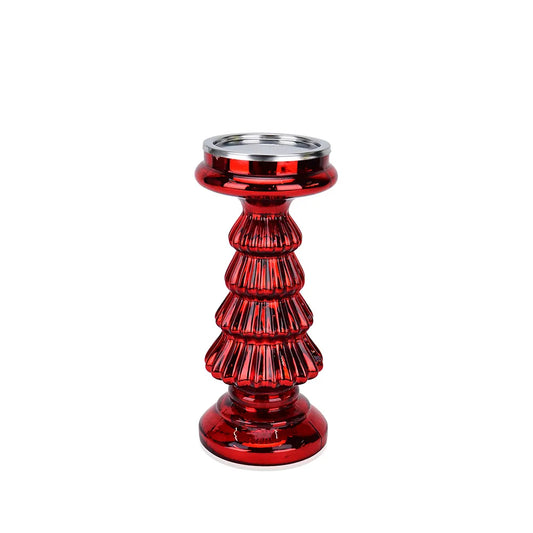 Red Christmas Tree Candle Holder 10"