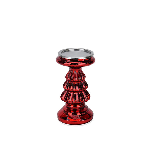 Red Christmas Tree Candle Holder 8"