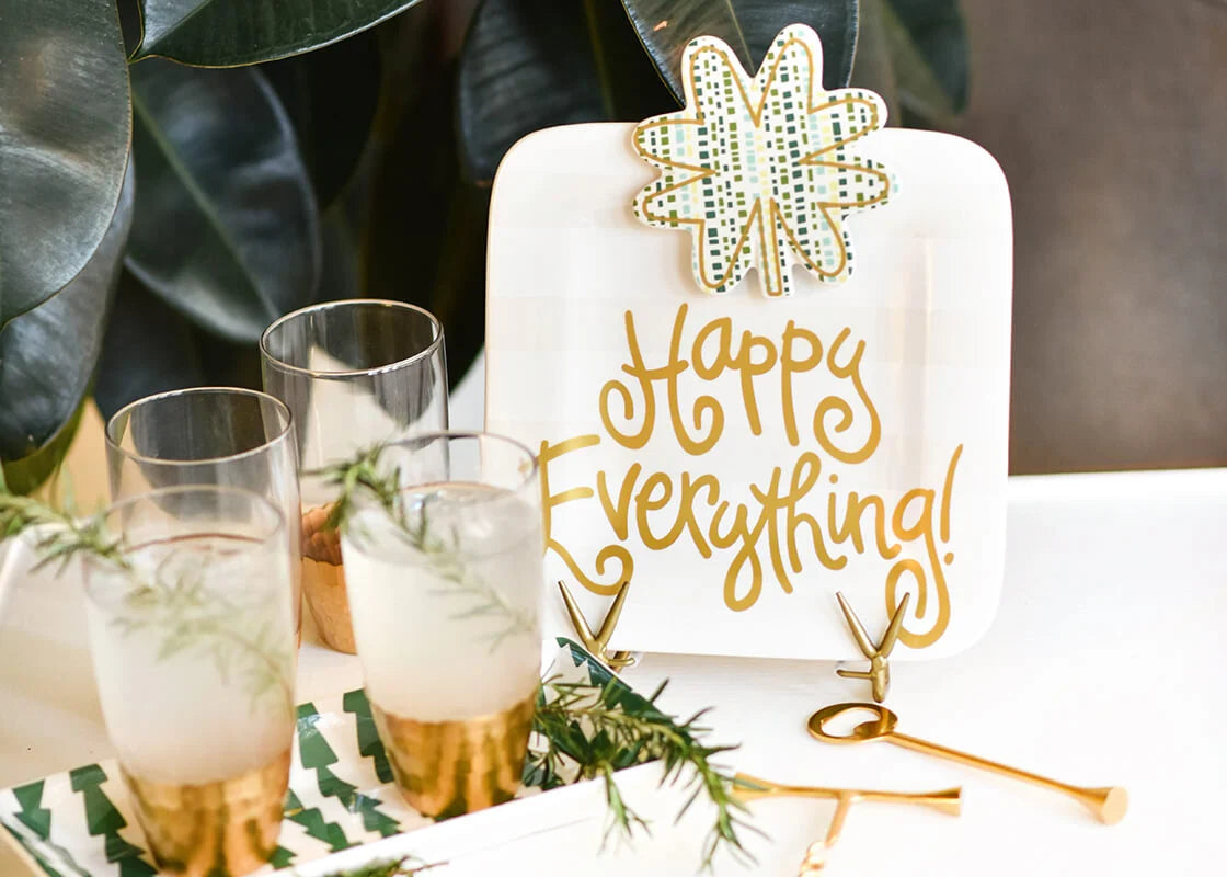 White Stripe Happy Everything! 9.25 Mini Platter