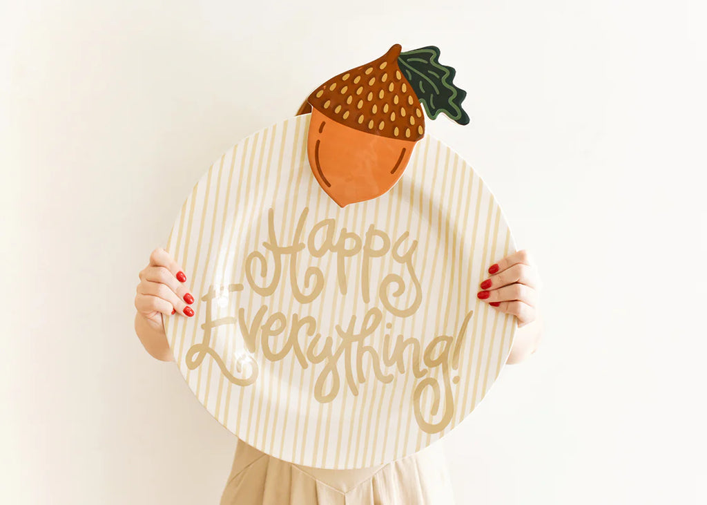 Neutral Skinny Stripe Happy Everything Big Platter