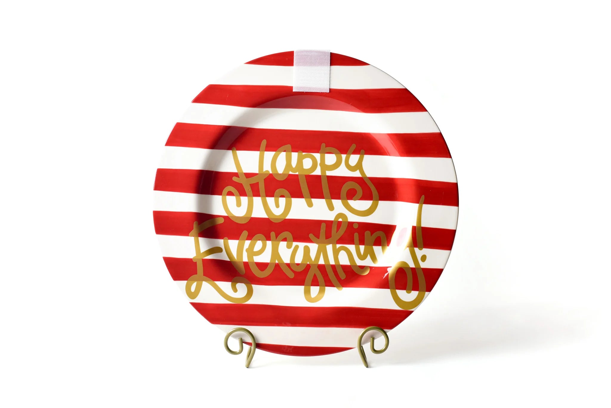 Red Stripe Big Happy Everything! Round Platter