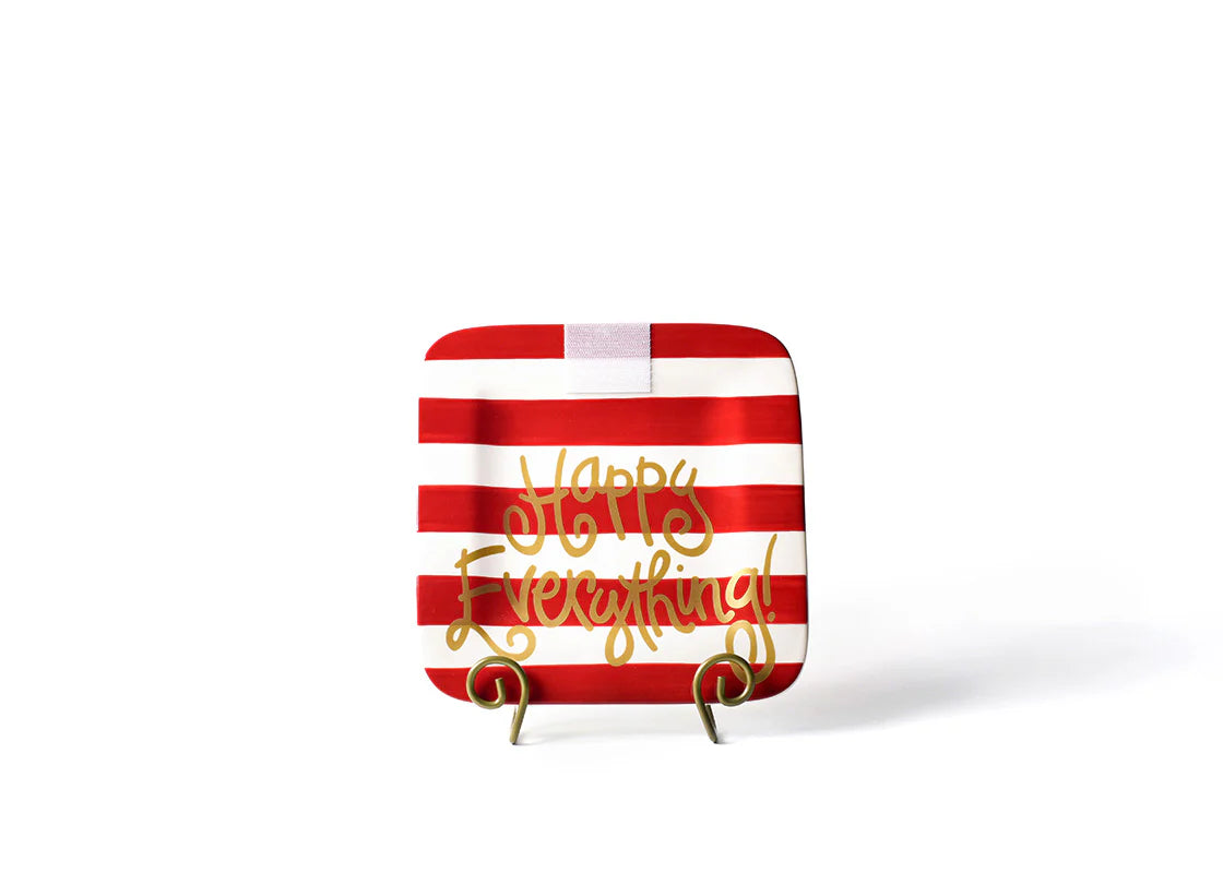 Red Stripe Happy Everything! Mini Square Platter