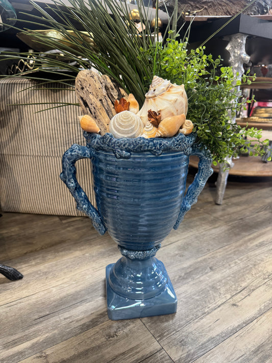 Shell Plant in Blue Vase