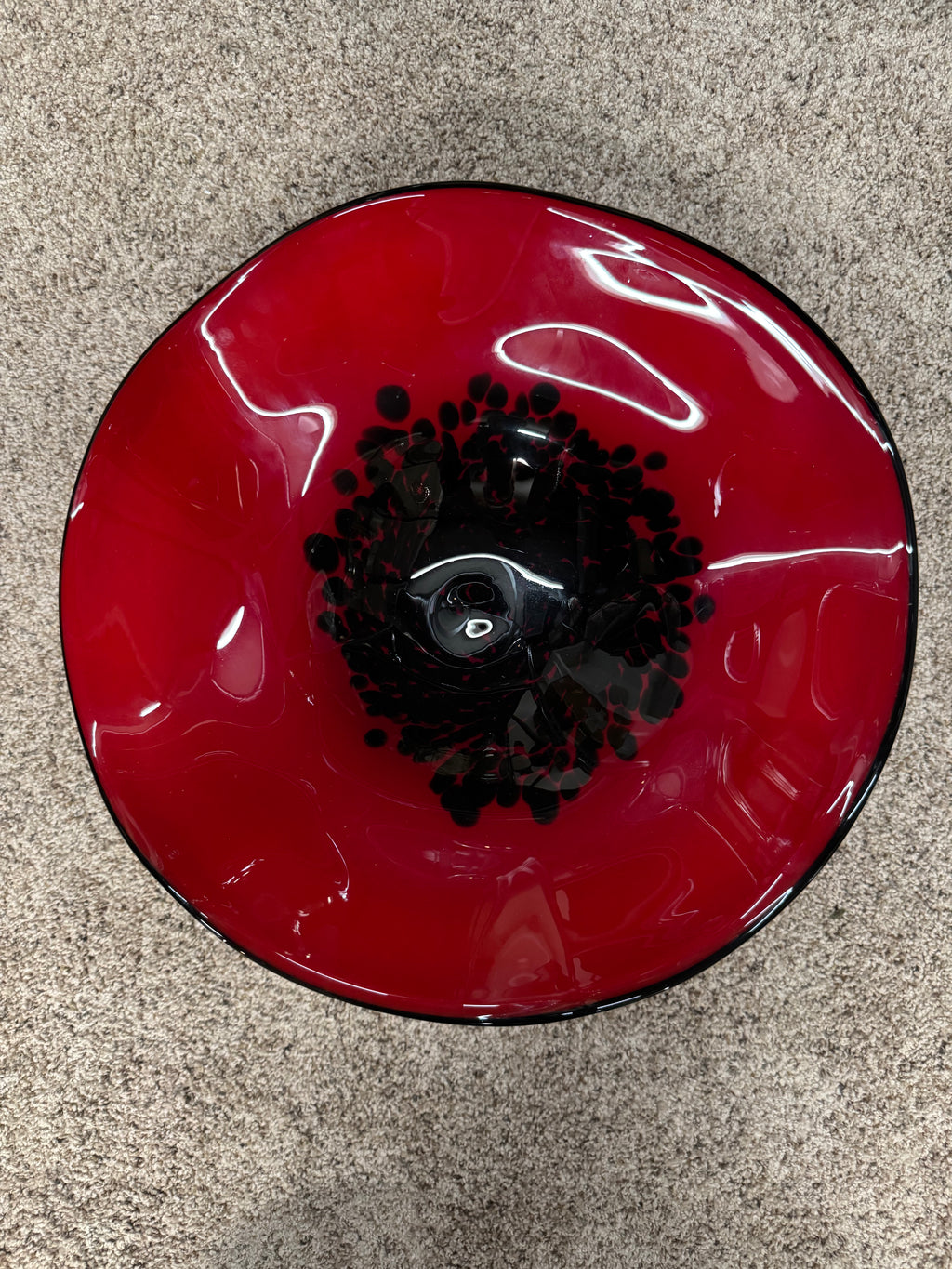Red Glass Decorative Bowl