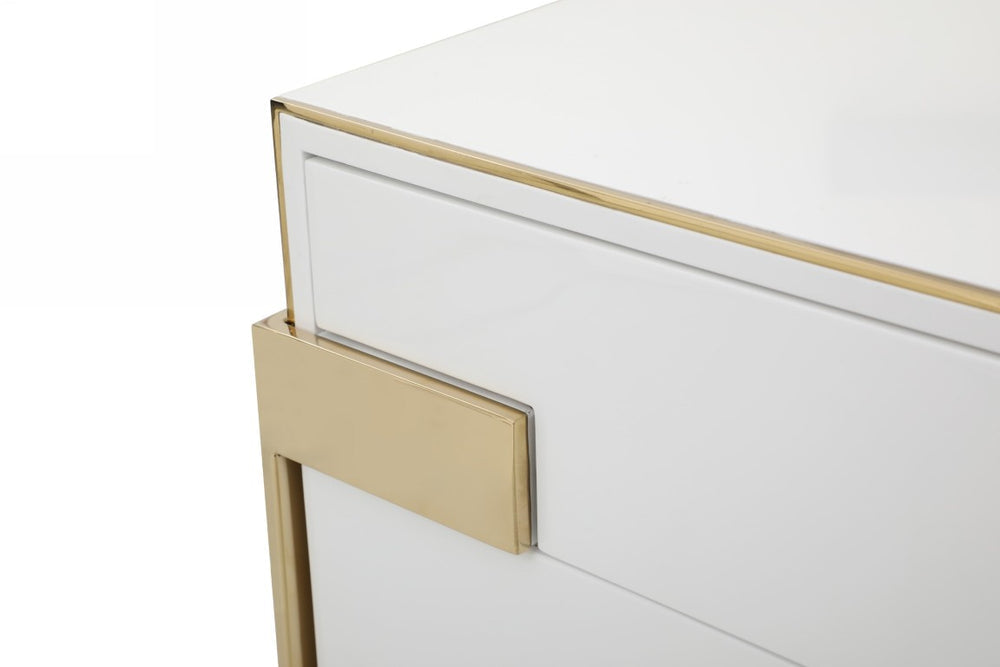 Adonis Glam Modern Dresser With High-Gloss White Lacquer