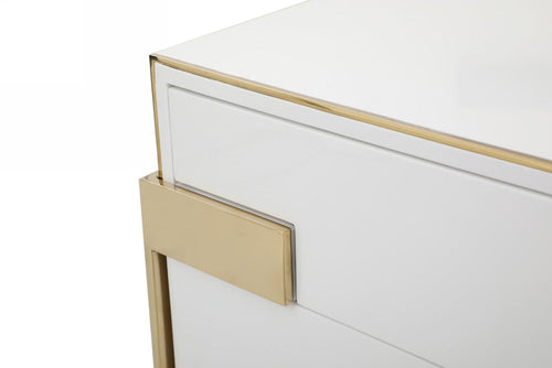 Adonis Glam Modern Dresser With High-Gloss White Lacquer
