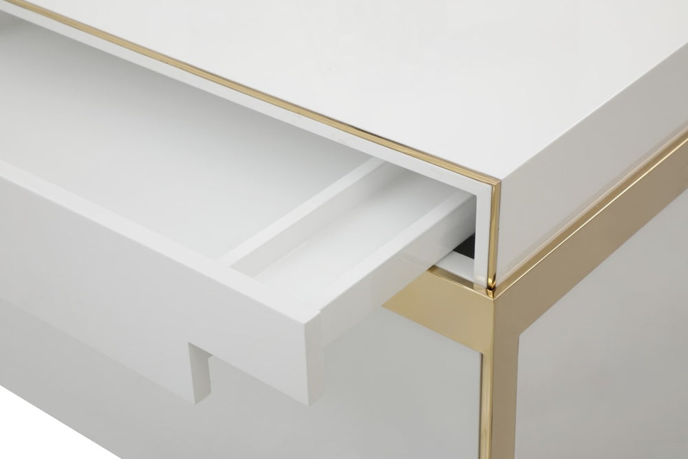 Adonis Glam Modern Dresser With High-Gloss White Lacquer