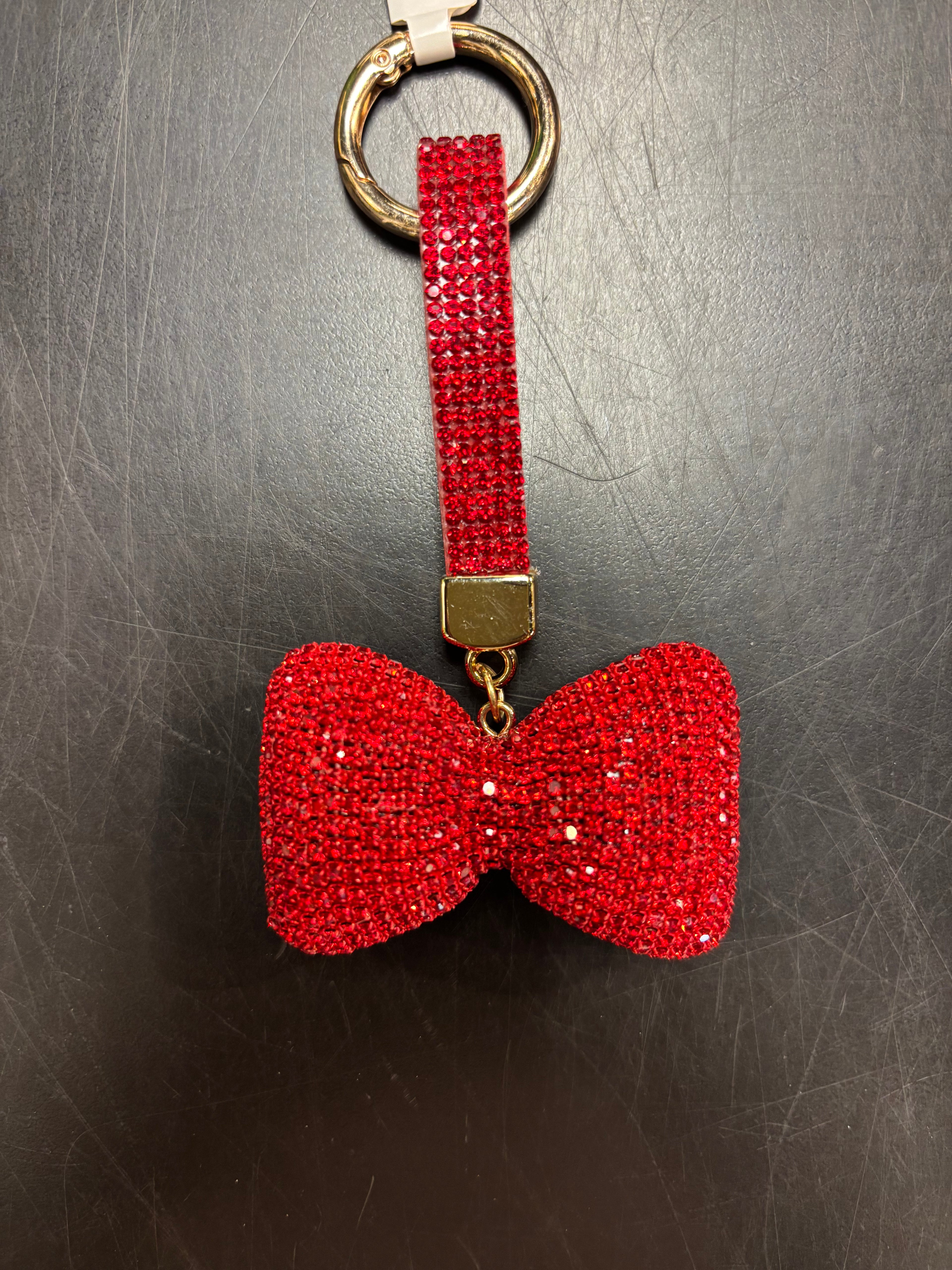 Red Glitter Bow Keychain