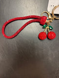Red Glitter Cherries Keychain