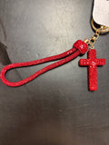 Red Glitter Cross Keychain