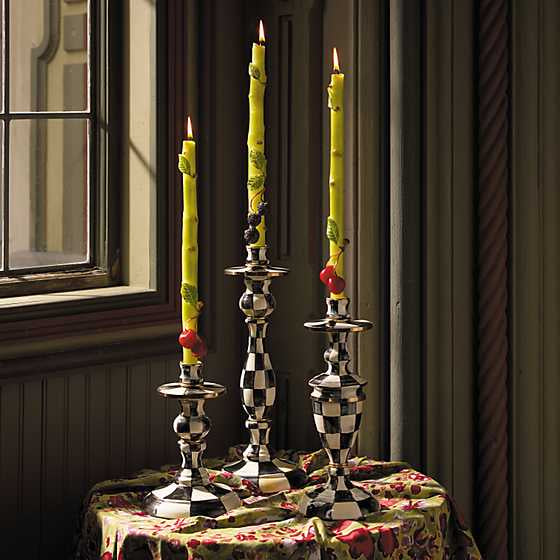 Courtly Check Enamel Candlestick - Large