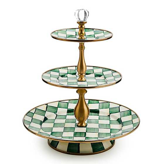 Emerald Check Three Tier Sweet Stand
