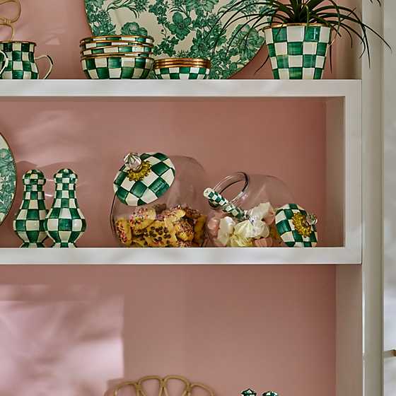 Cookie Jar with Emerald Check Lid
