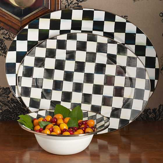 Courtly Check Enamel Oval Platter - Large