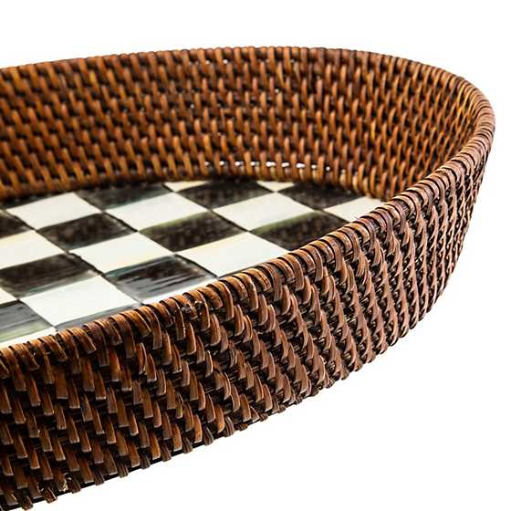 Courtly Check Rattan & Enamel Tray - Large
