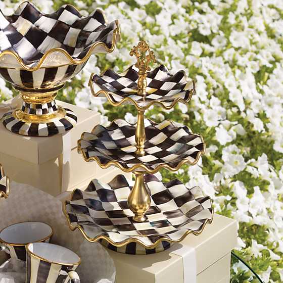 Courtly Check Ceramic Three Tier Sweet Stand