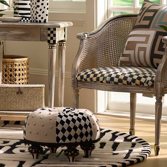 Diamond and Dot Footstool