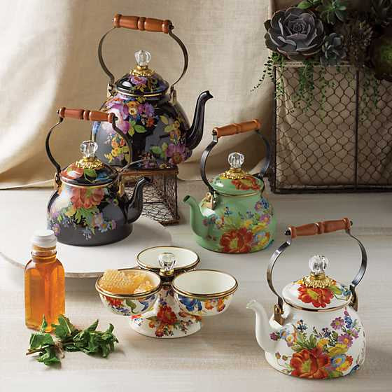 Flower Market 3 Quart Tea Kettle Black House Of Moseley