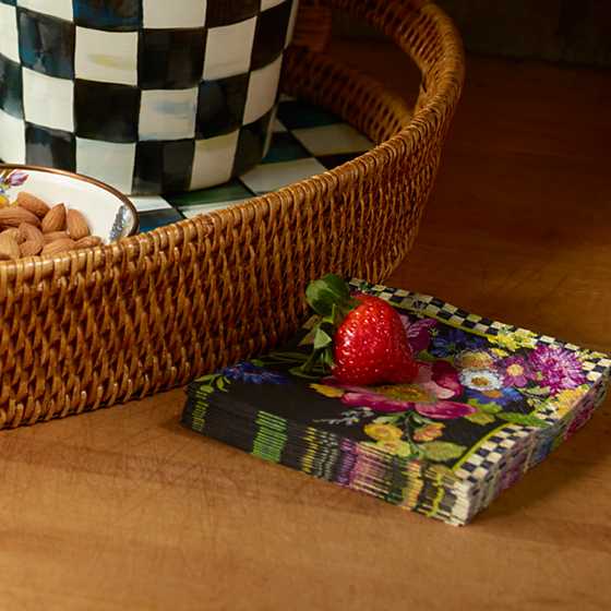 Black Flower Market Cocktail Paper Napkins